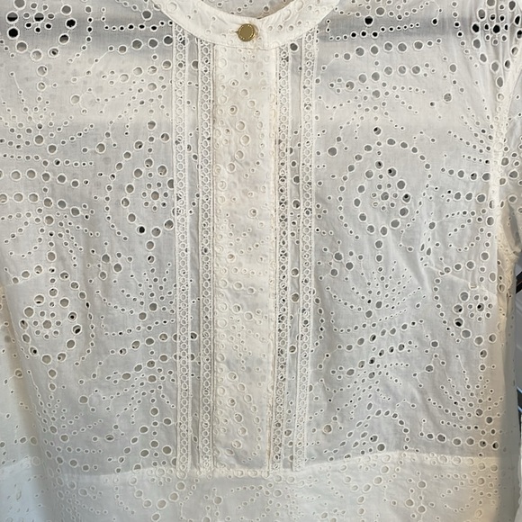 BURBERRY London Daniela Eyelet White Collarless Women’s Shirtdress Size US 6 New - Picture 5 of 17